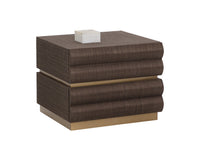 Subira Chocolate Raffia & Gold Nightstand
