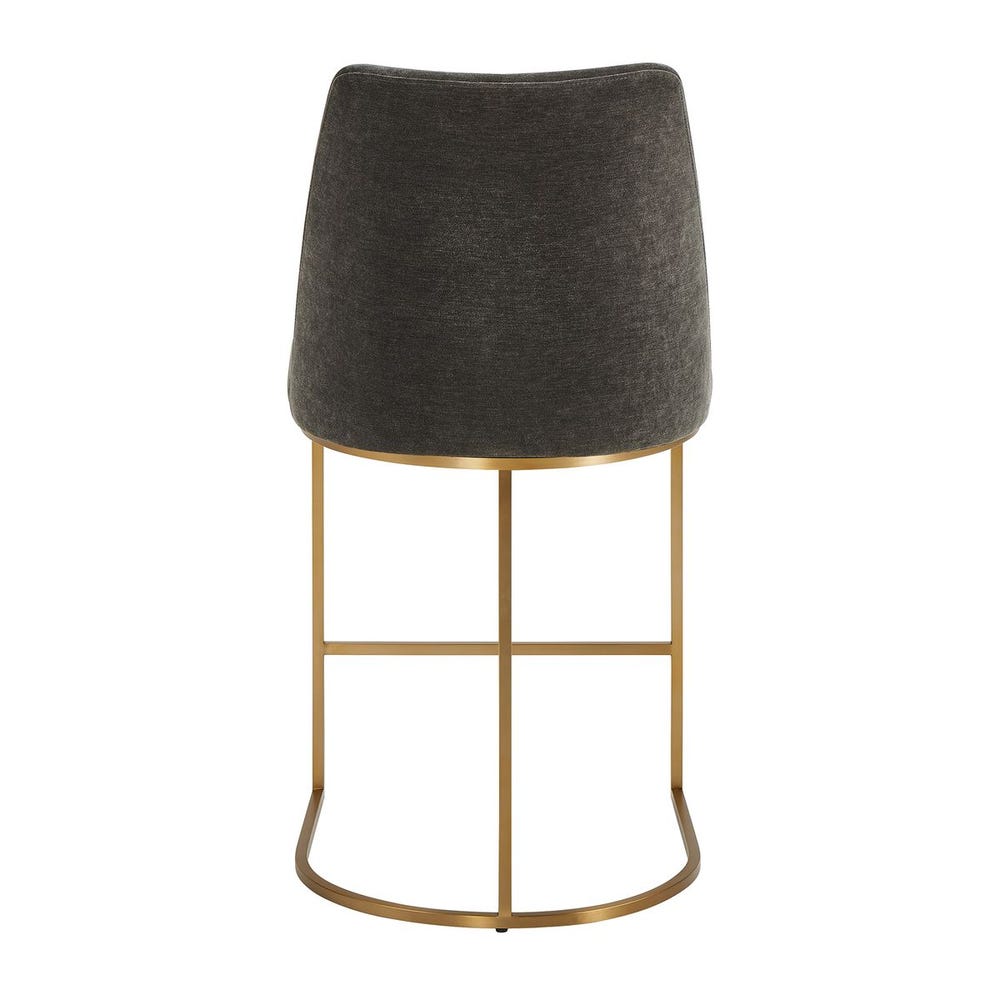 Bianca Sleek Charcoal Velvet  & Brass Counter Stool