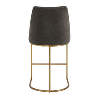 Bianca Sleek Charcoal Velvet  & Brass Counter Stool