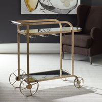 Everest 38" Modern Antique Brass Bar Cart