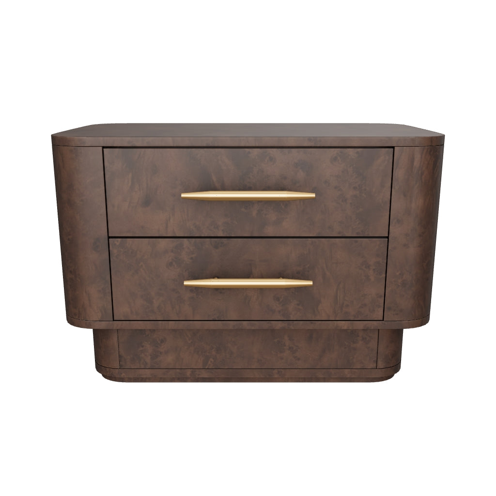 Ezekiel 32" Maple Burl Veneer &Gold Nightstand