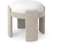 Faye 21" Performance White Basket Weave Sand Ottoman