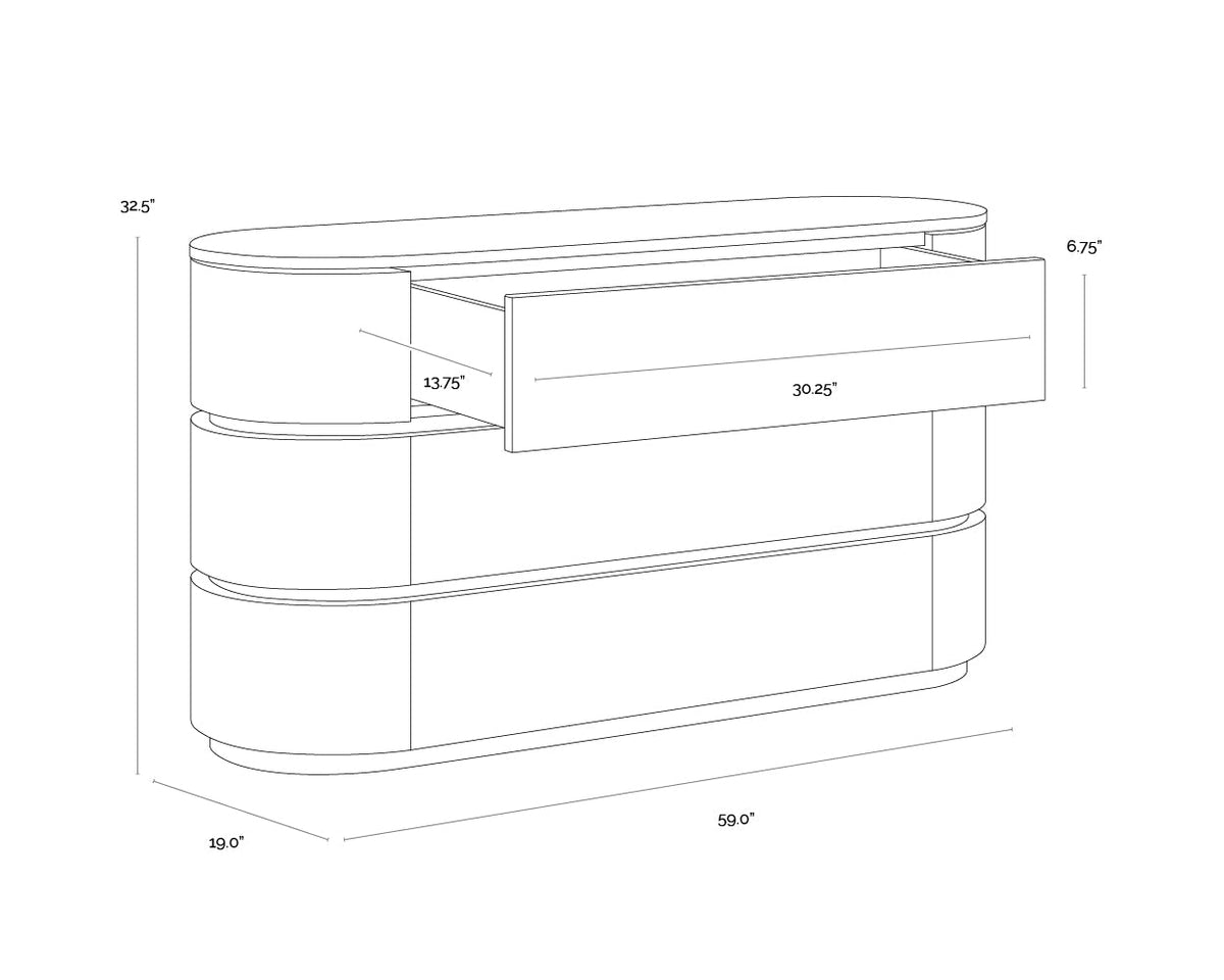 Caldora 59" Oak Veneer & Marble Top Dresser