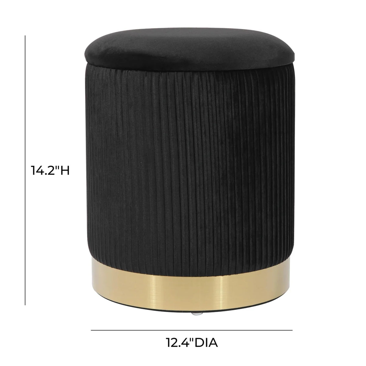 Kiana 12.4" Black Performance Velvet Storage Ottoman