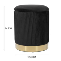 Kiana 12.4" Black Performance Velvet Storage Ottoman