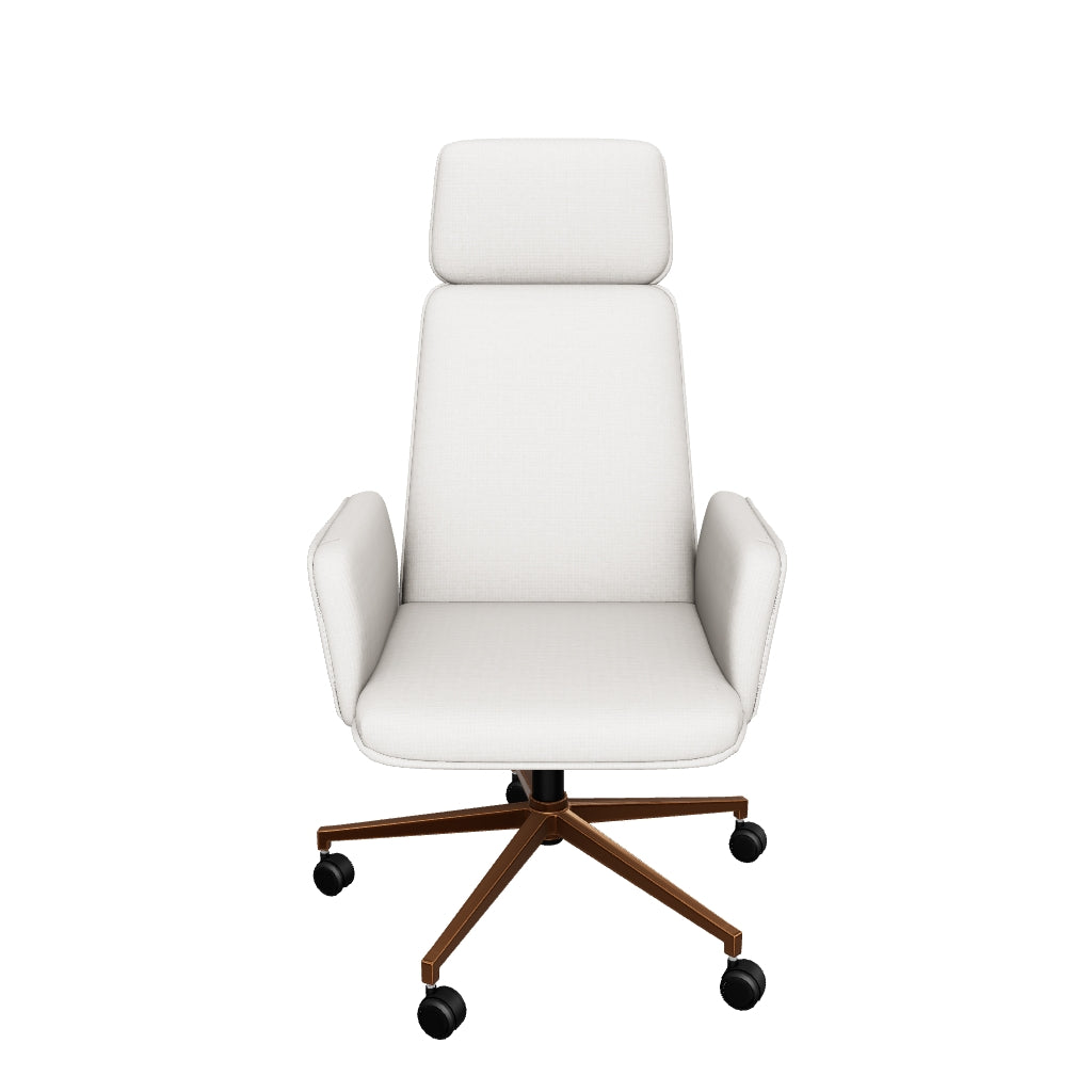 Kalev Cream Plush Fabric & Gold Desk Chair