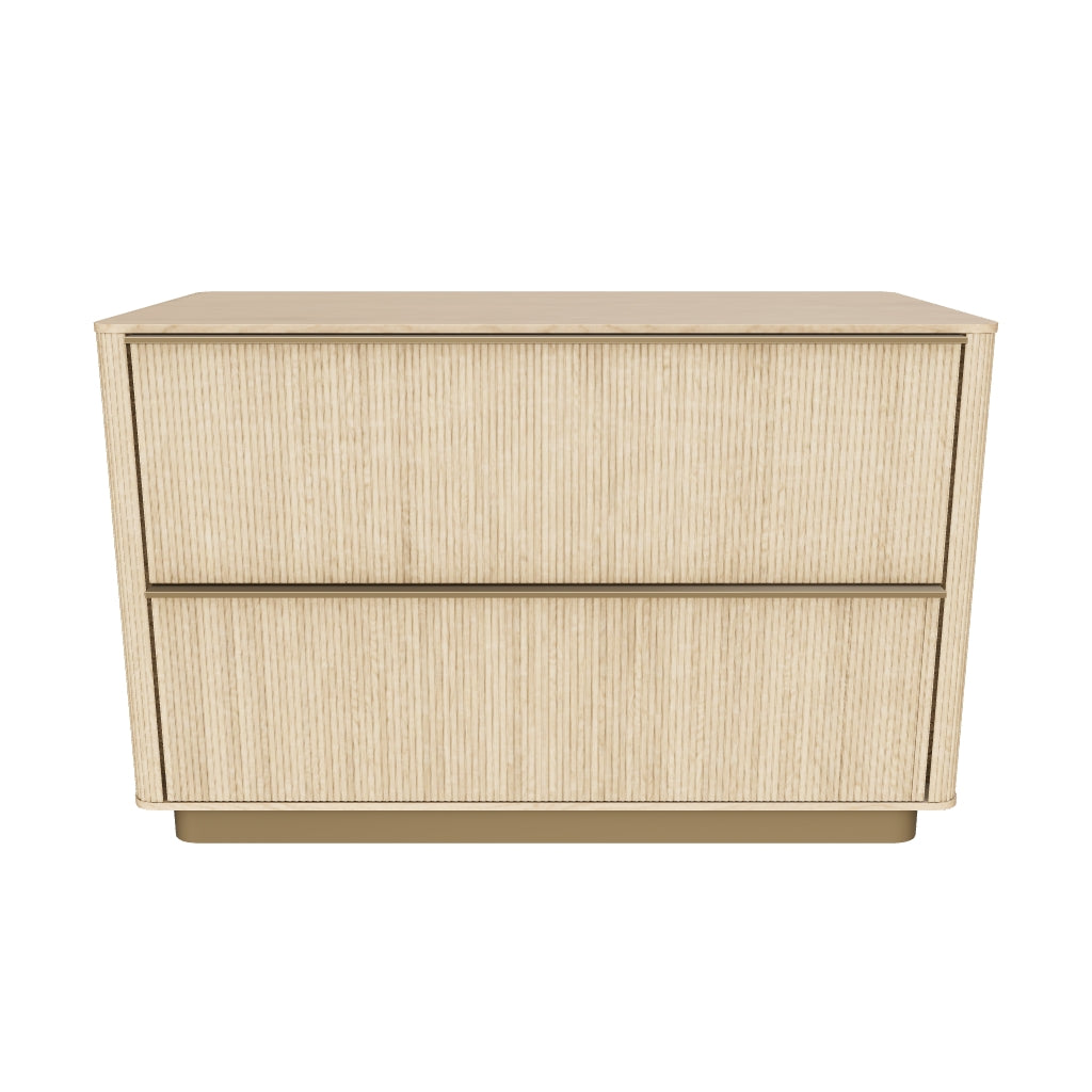 Kalla 36" Large Black Reeded Oak & Brushed Gold Nightstand