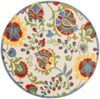 Annitra Indoor/Outdoor Ivory & Multicolor Flower Garden Area Rug - Elegance Collection