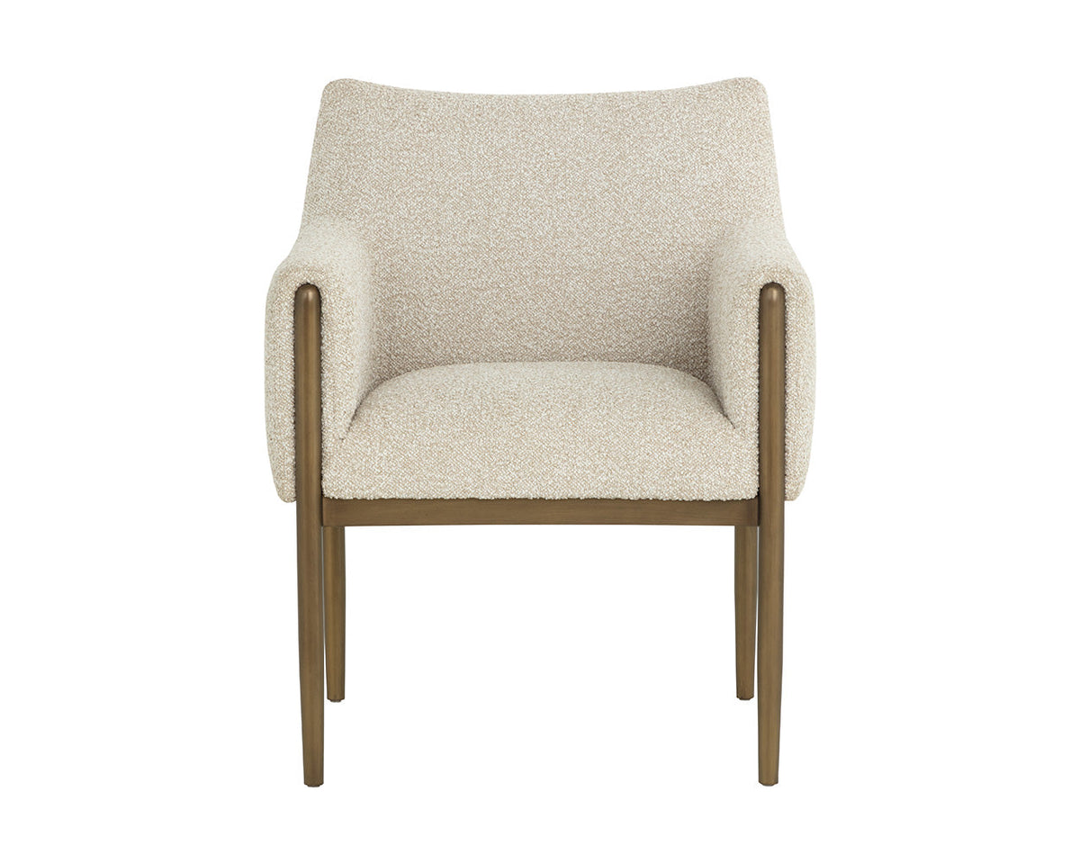 Olea Oatmeal Fabric & Bronze Dining Armchair
