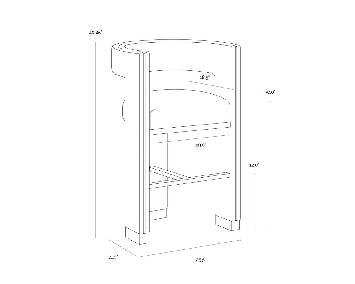 Adamina Light Barley Performance Fabric & Gold Bar Stool