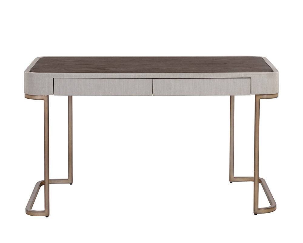 Jamille Cream Faux Leather & Gold Desk
