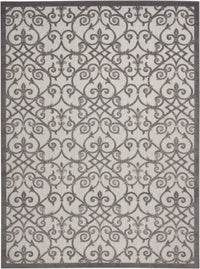 Annitra Indoor/Outdoor Grey Charcoal Vines Design Area Rug - Elegance Collection