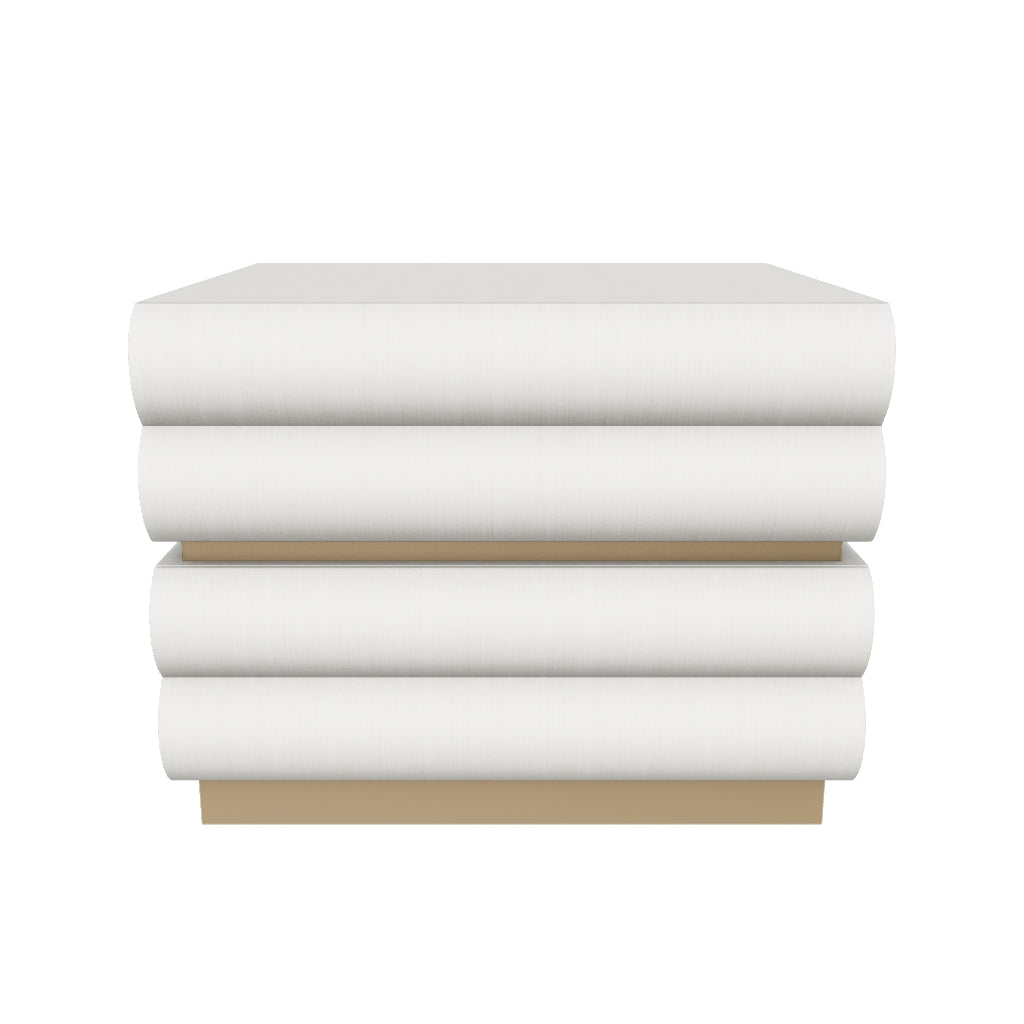 Subira Cream Faux Leather & Wood, Gold Nightstand