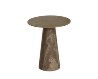 Aditi Travertine & Antique Brown/Brass Accent Table (2 Sizes Available)