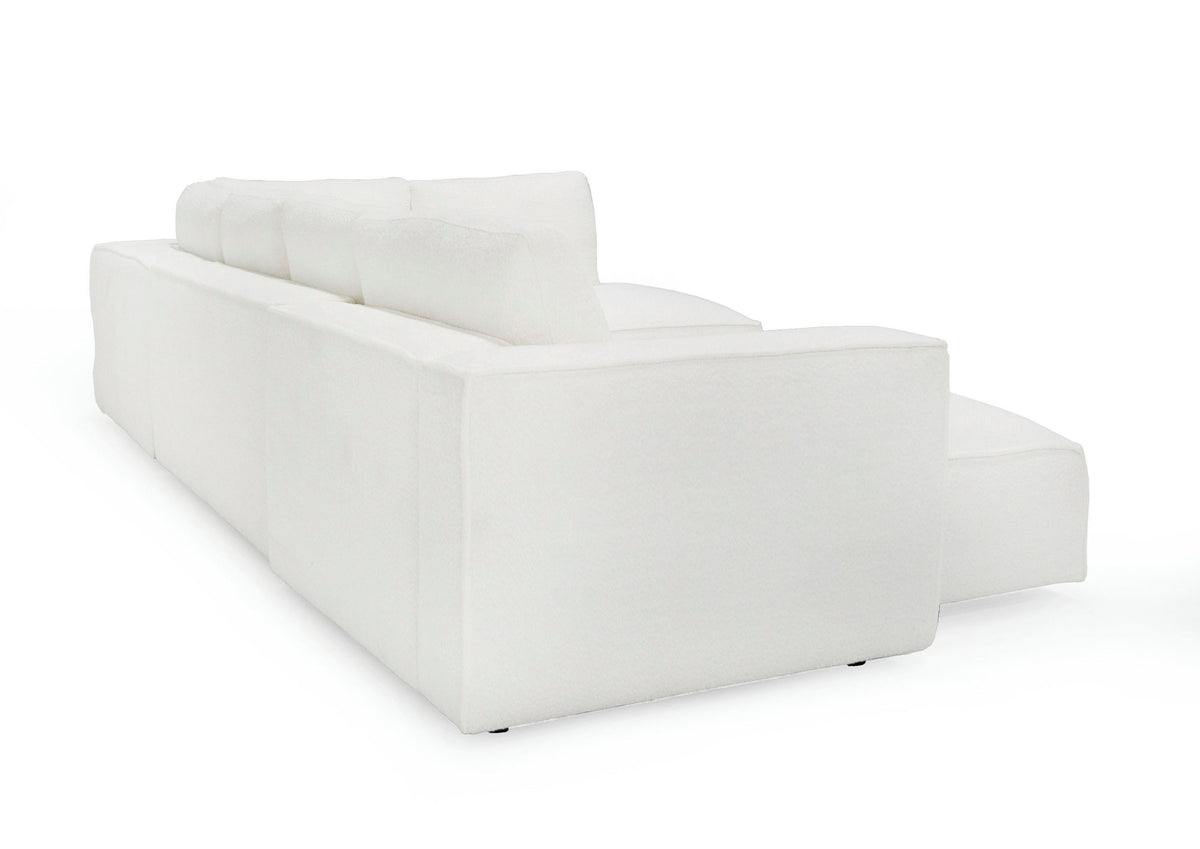 Luce Modern White Fabric Sectional Sofa W/ Left Facing Chaise