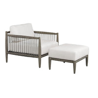 Clara White & Grey Outdoor Ottoman