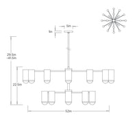 Loryn 52" Antique Brass Iron shades Chandelier