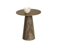 Aditi Travertine & Antique Brown/Brass Accent Table (2 Sizes Available)