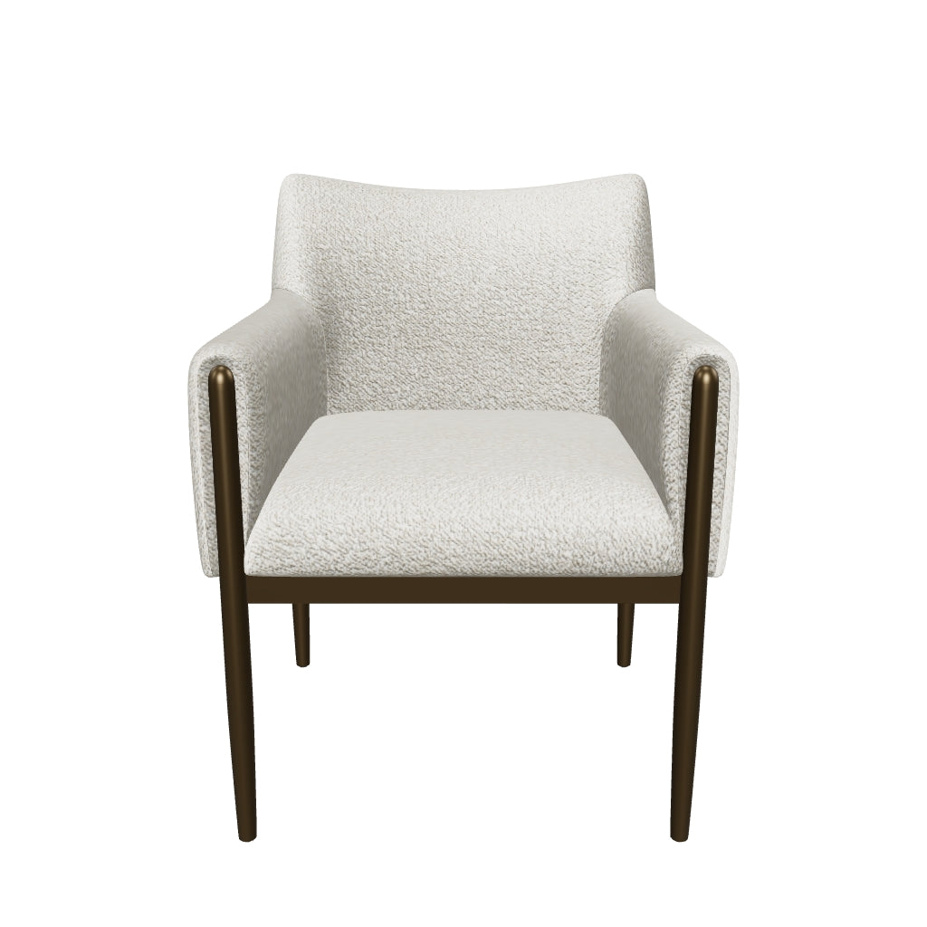 Olea Oatmeal Fabric & Bronze Dining Armchair