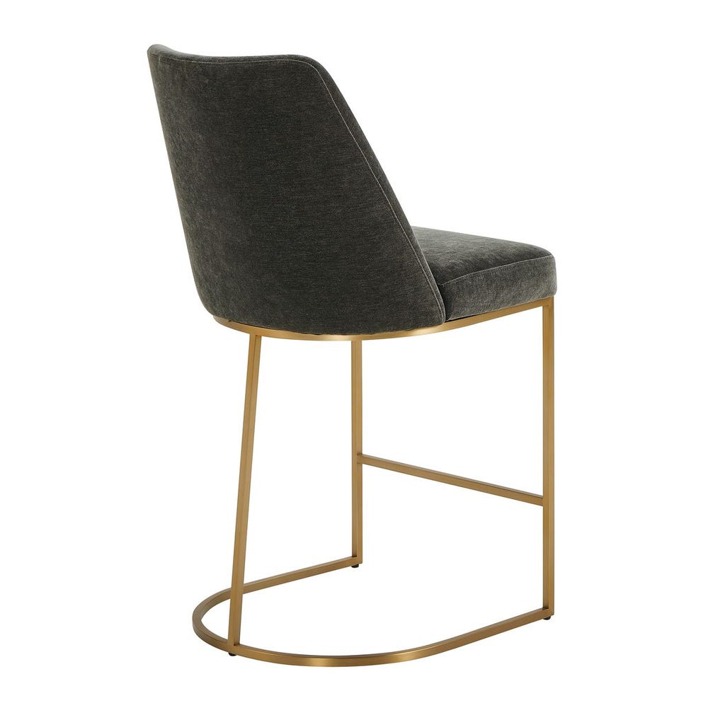 Bianca Sleek Charcoal Velvet  & Brass Counter Stool