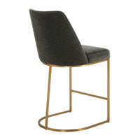 Bianca Sleek Charcoal Velvet  & Brass Counter Stool