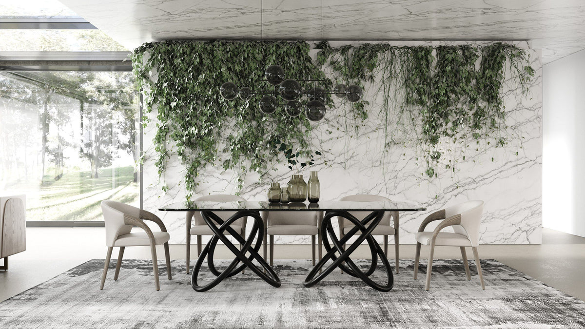 Caroline Modern Glass & Black Ash Dining Table