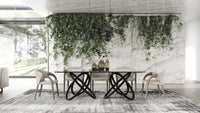 Caroline Modern Glass & Black Ash Dining Table