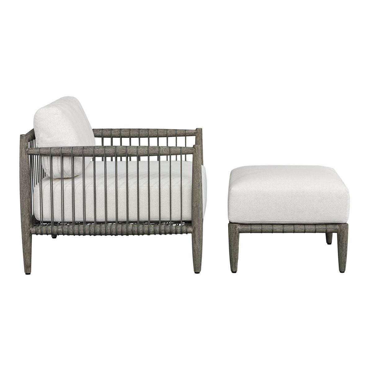 Clara White & Grey Outdoor Ottoman