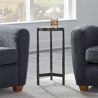 Tina 12" Textured Glass and Cast Iron Accent Table