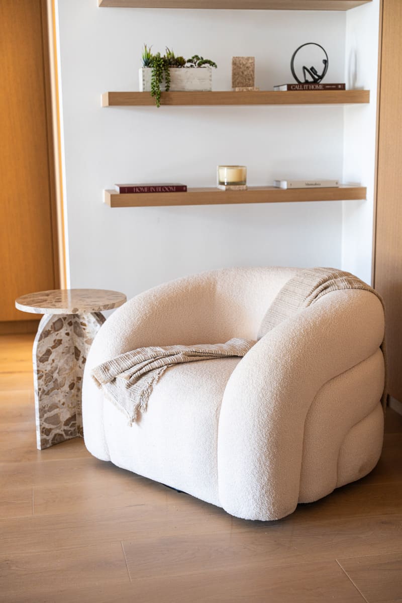 Kiano Modern White Boucle Accent Chair