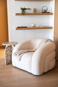 Kiano Modern White Boucle Accent Chair