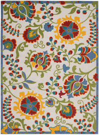 Annitra Indoor/Outdoor Ivory & Multicolor Flower Garden Area Rug - Elegance Collection