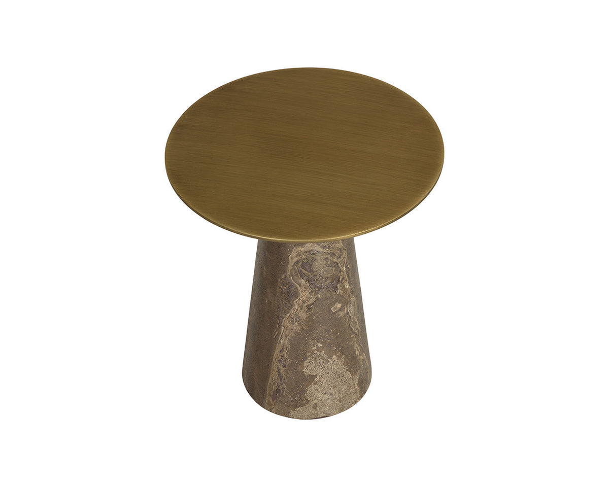 Aditi Travertine & Antique Brown/Brass Accent Table (2 Sizes Available)