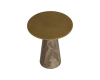 Aditi Travertine & Antique Brown/Brass Accent Table (2 Sizes Available)