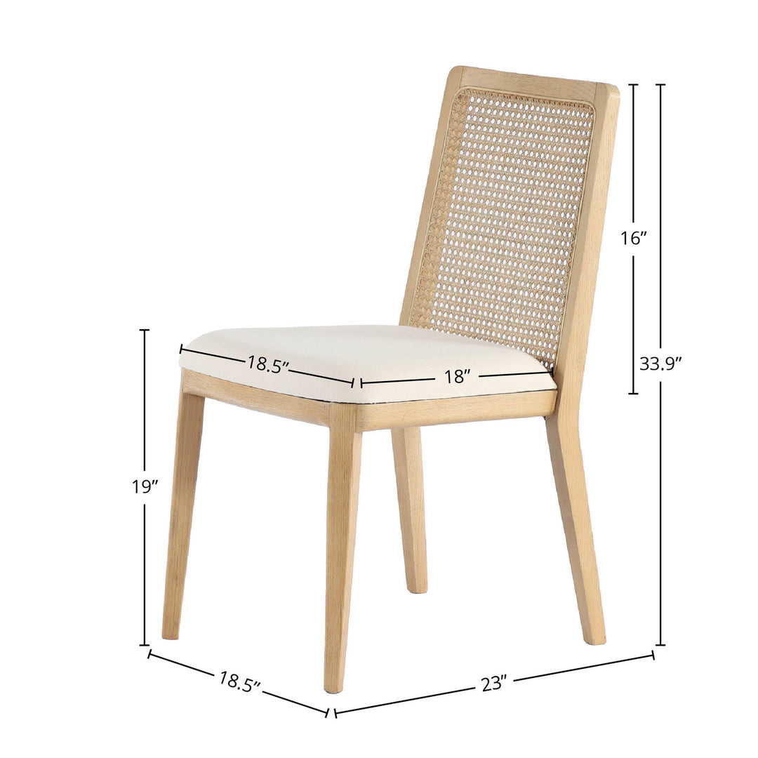 Cane Oyster Linen Natural Dining Chair (Set of 2)