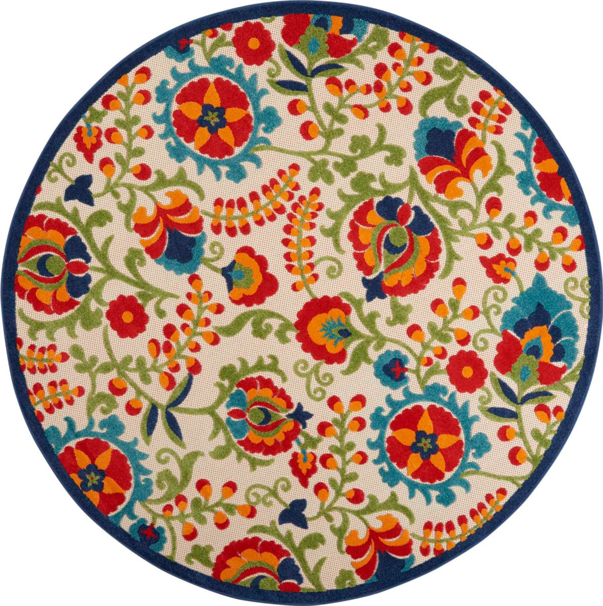 Annitra Indoor/Outdoor  Multicolor Summer Blosoms Area Rug - Elegance Collection