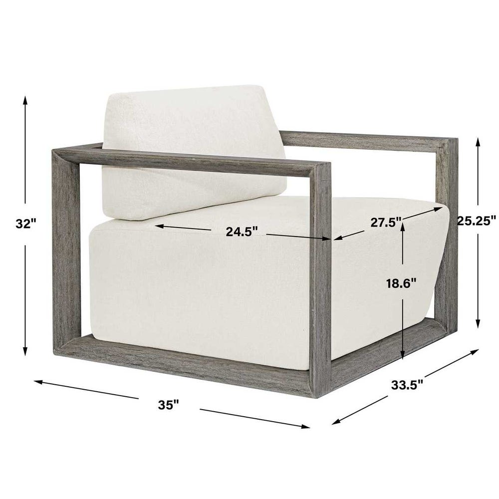 Richie White & Weathered Grey Ooutdoor Lounge Chair