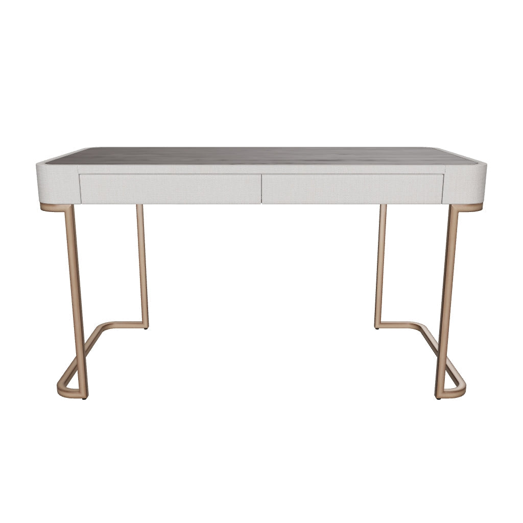 Jamille Cream Faux Leather & Gold Desk