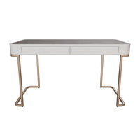 Jamille Cream Faux Leather & Gold Desk
