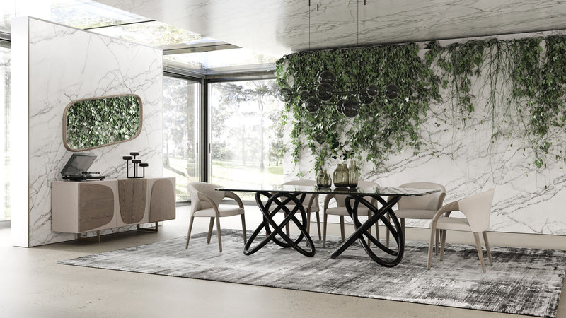 Caroline Modern Glass & Black Ash Dining Table