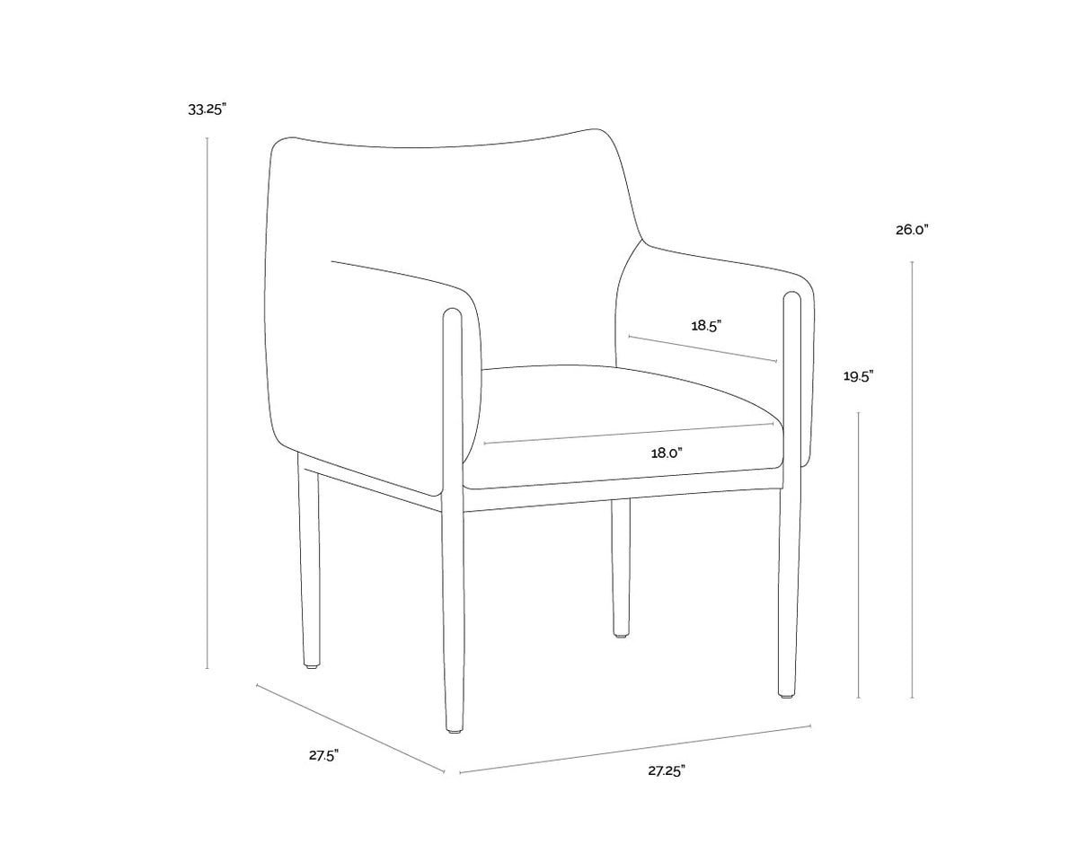 Olea Oatmeal Fabric & Bronze Dining Armchair