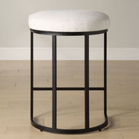 Crystal Light Cream Performance Fabric & Matte Black Counter Stool