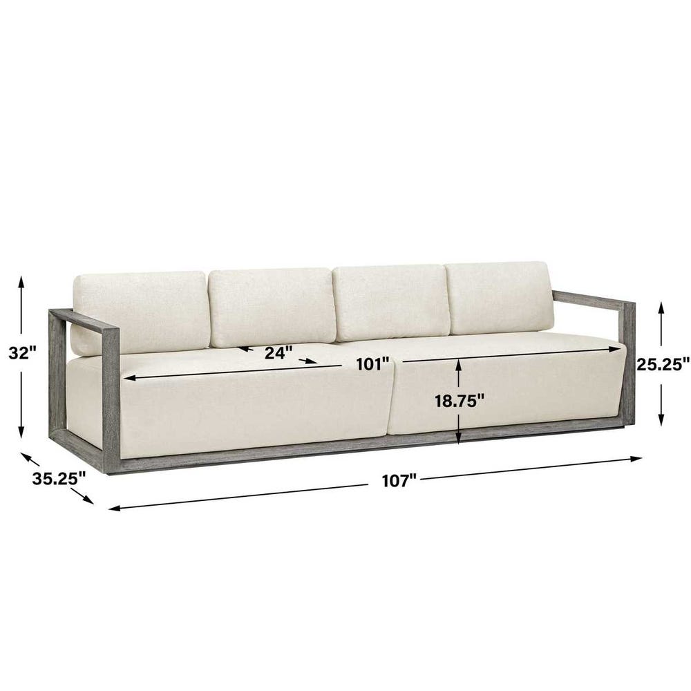 Richie 107" White & Weathered Grey Outdoor Sofa