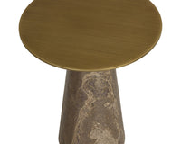Aditi Travertine & Antique Brown/Brass Accent Table (2 Sizes Available)
