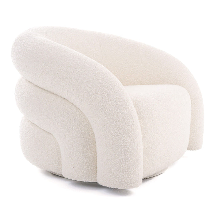 Kiano Modern White Boucle Accent Chair