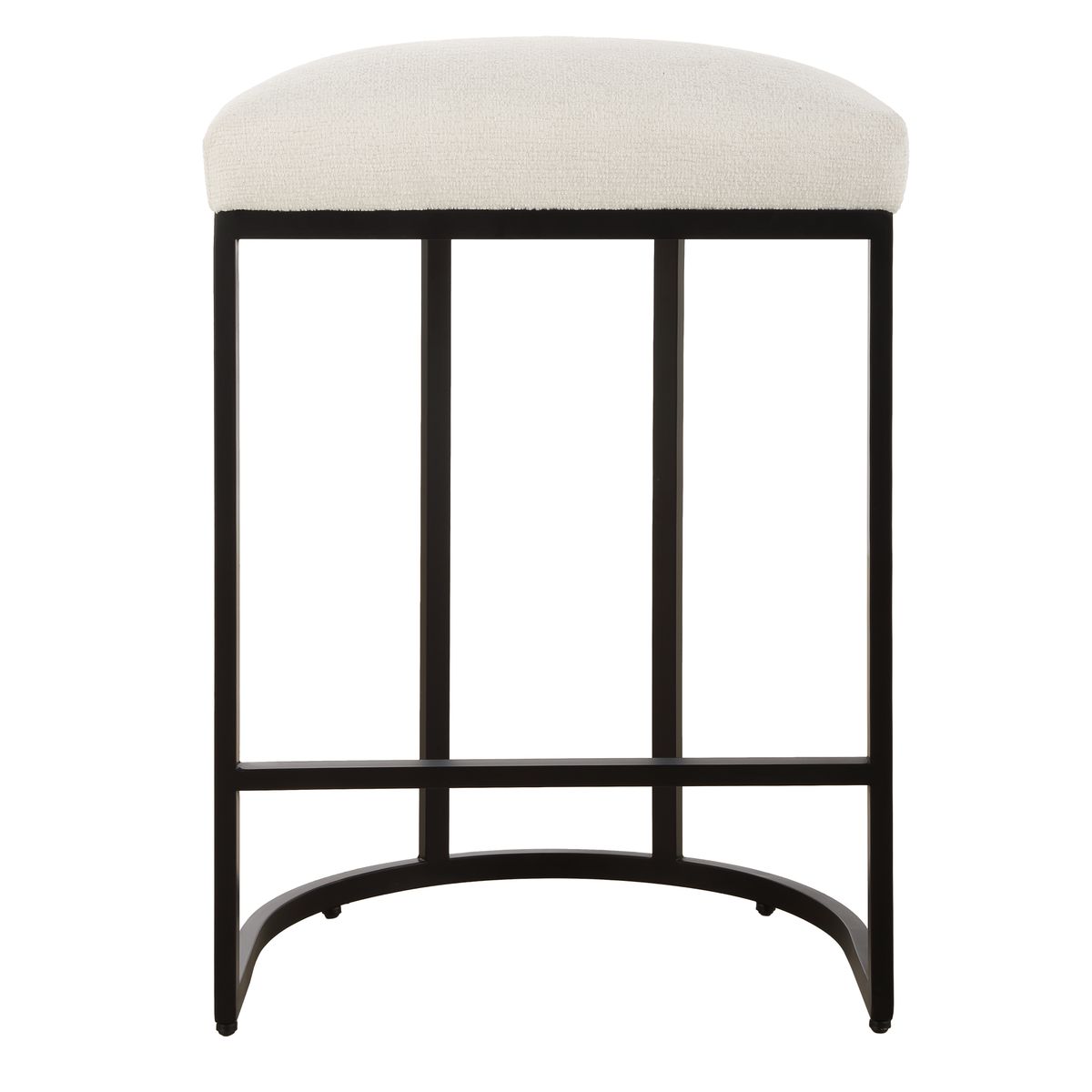 Crystal Light Cream Performance Fabric & Matte Black Counter Stool