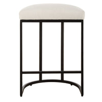 Crystal Light Cream Performance Fabric & Matte Black Counter Stool