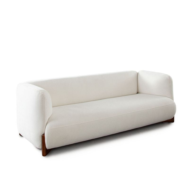 Ariah 89" Elite Ivory Fabric w/ Wood Legs Sofa