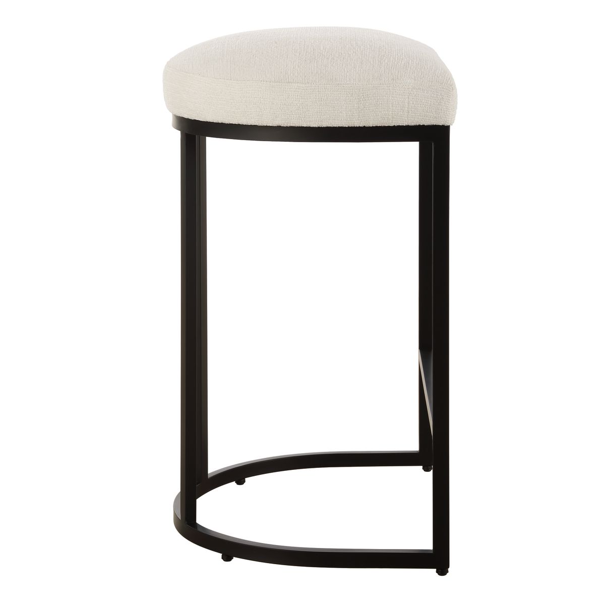 Crystal Light Cream Performance Fabric & Matte Black Counter Stool