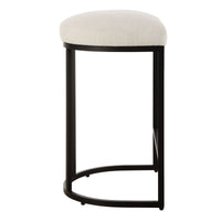 Crystal Light Cream Performance Fabric & Matte Black Counter Stool